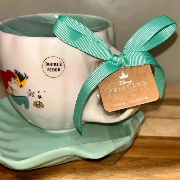 Rae Dunn Disney Collection Ceramic Teacup and Saucer. “The Little Mermaid” NWTS! - Picture 8 of 9